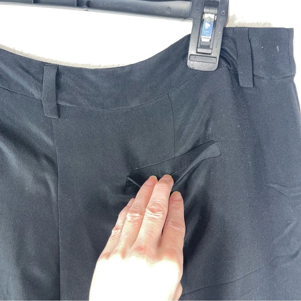 Eileen Fisher 100% silk wide leg trousers pleated belt loops pockets size M - Picture 7 of 13